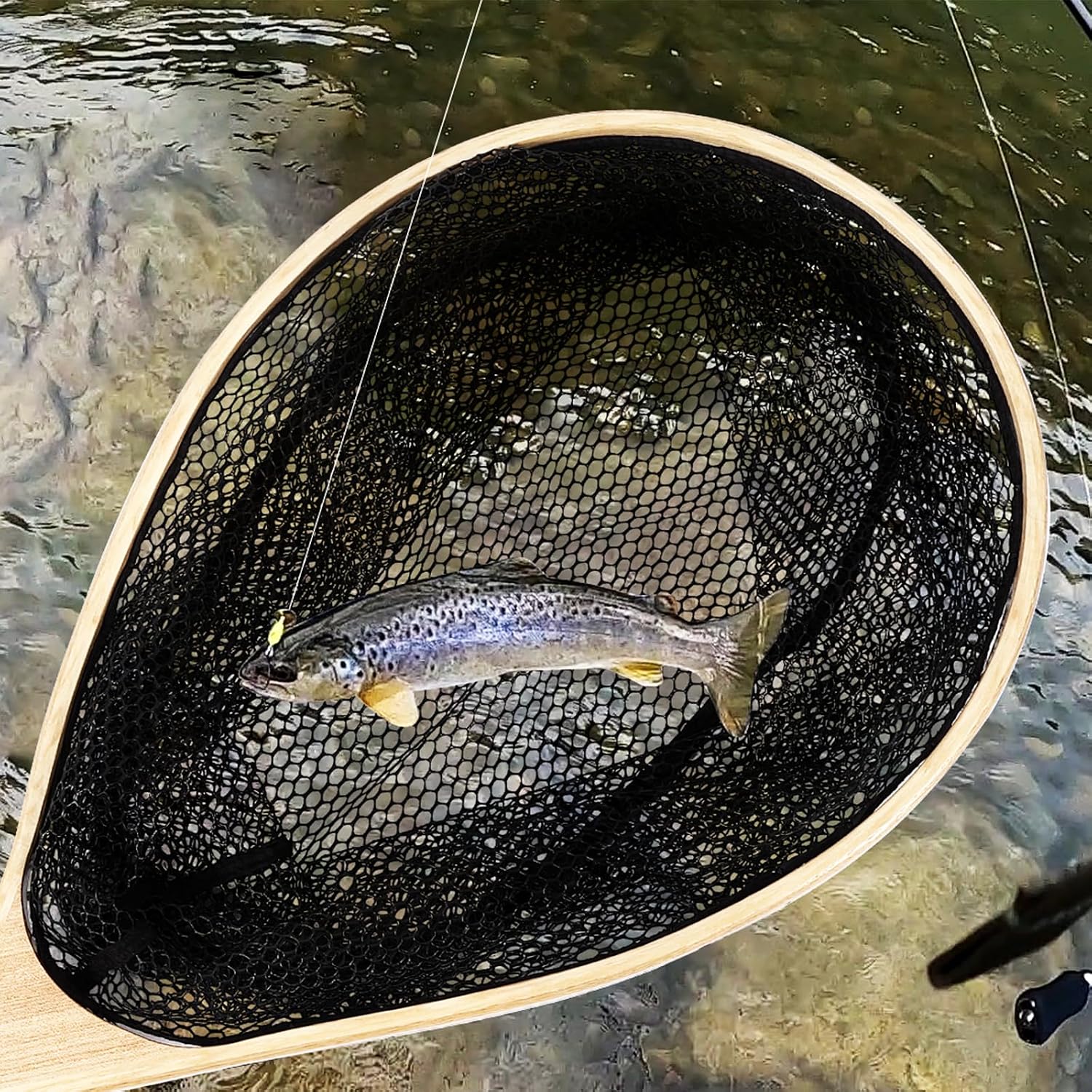 Fishing Lure Spinnerbait - شبكات صيد خشبية بمقابض، خفيفة الوزن