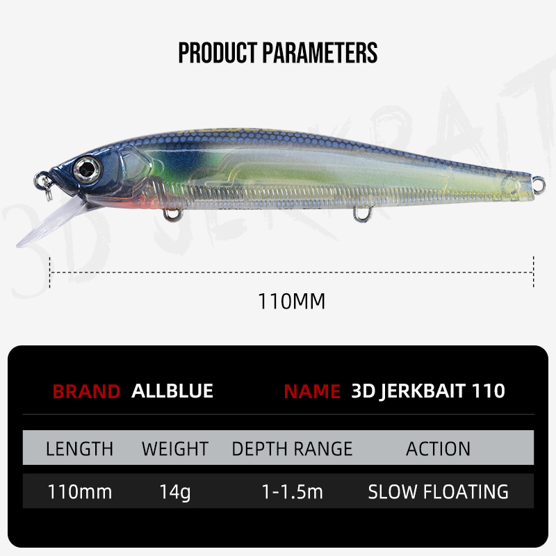 ALLBLUE طعم صيد صناعي ثلاثي ال - مراجعة Fishing Lure Jerkbait وسعره