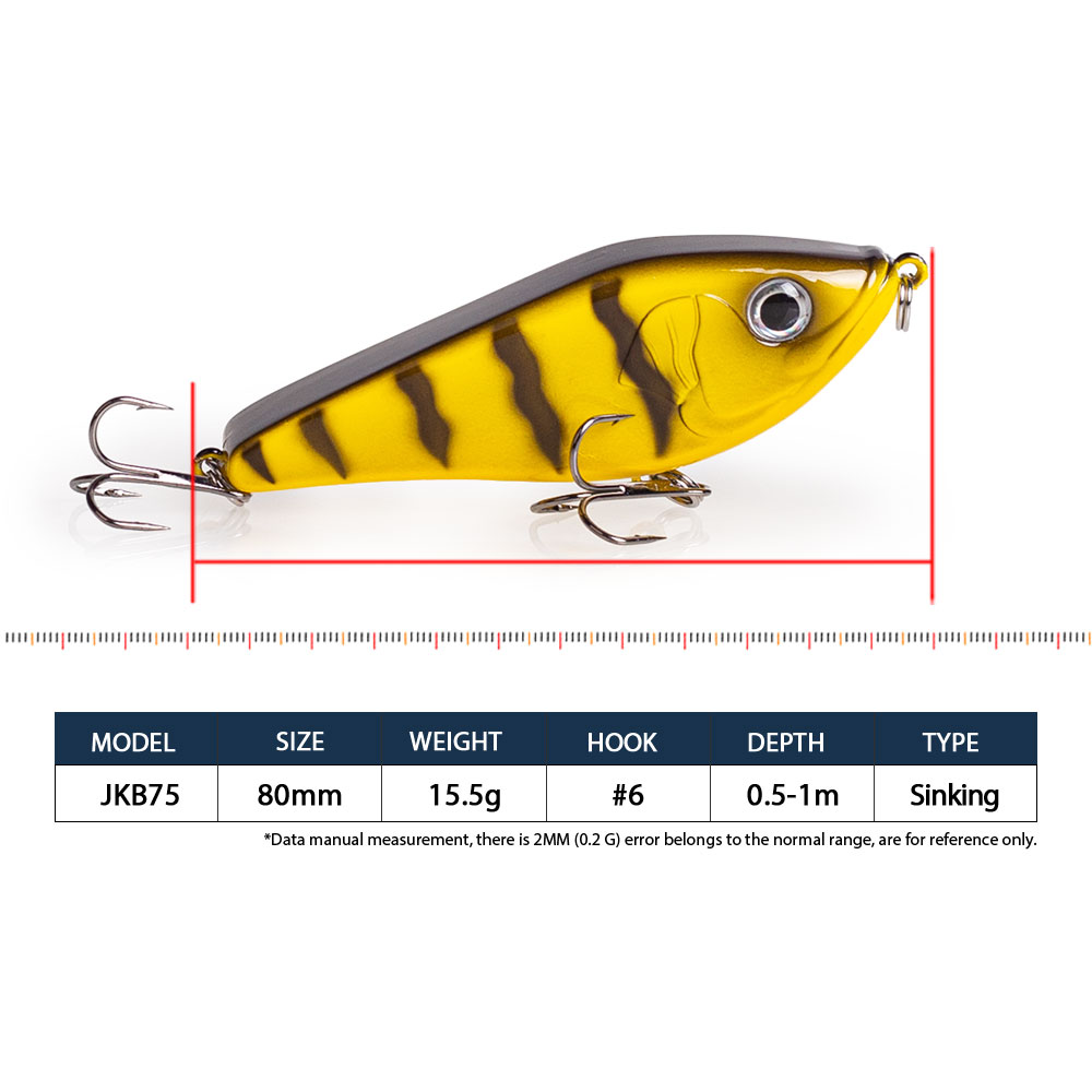 طعم صيد سمك المسك 80 مم/15.5 ج - مراجعة Fishing Lure Jerkbait وسعره