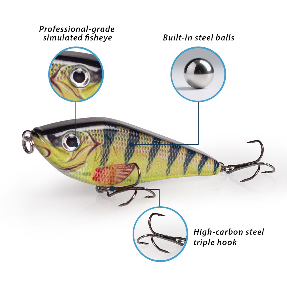 طعم صيد سمك المسك 80 مم/15.5 ج - مراجعة Fishing Lure Jerkbait وسعره