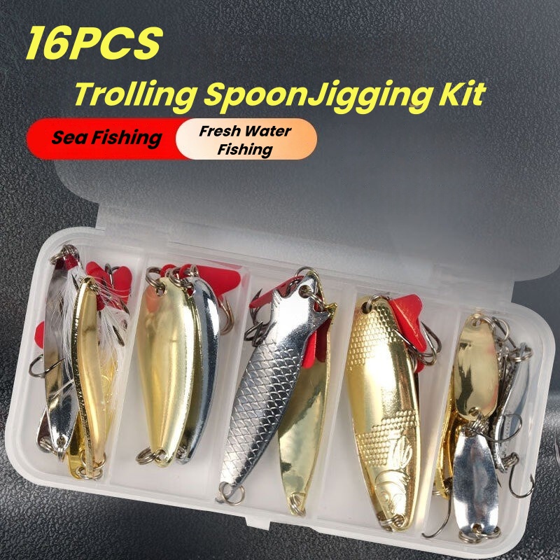 طقم طُعم صيد السمك 16 قطعة، طُ - مراجعة Fishing Lure Spinnerbait وسعره