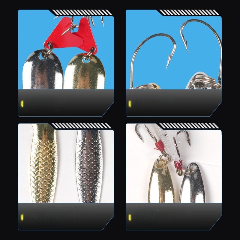 طقم طُعم صيد السمك 16 قطعة، طُ - مراجعة Fishing Lure Spinnerbait وسعره